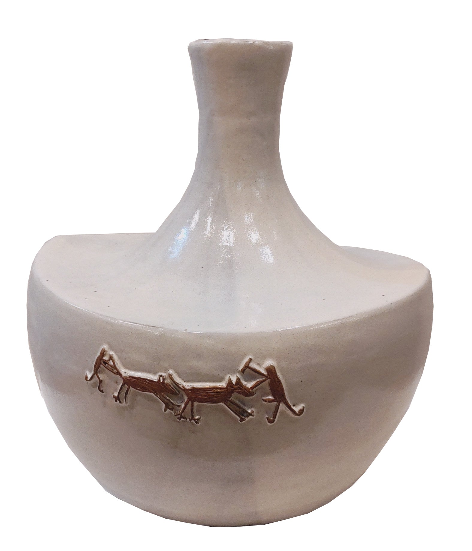 Serra da Capivara - Vaso Machadinha Caca Branco Baixo
