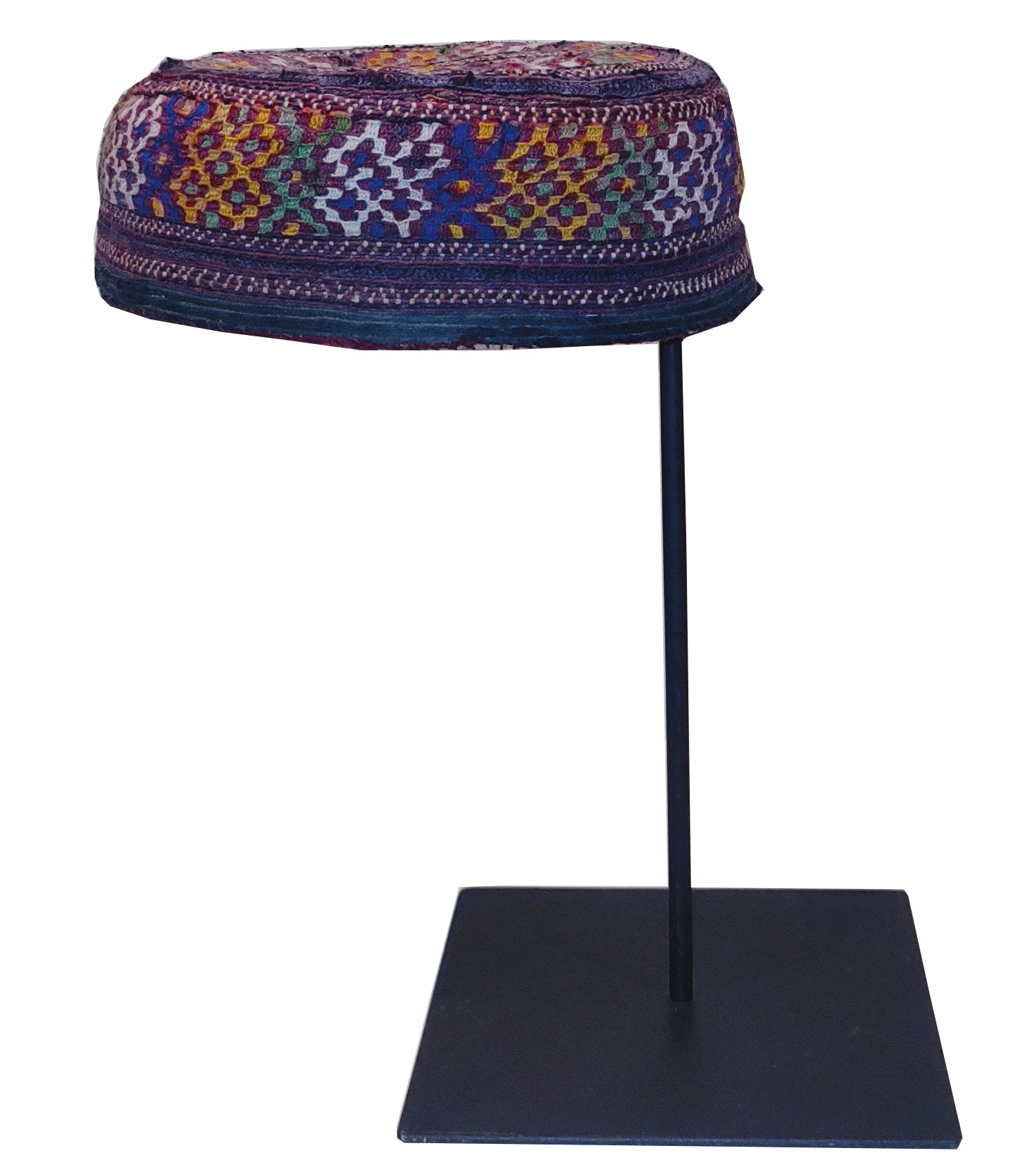 Chapeu Antigo Paquistanes Colorido + Suporte de ferro topo redondo