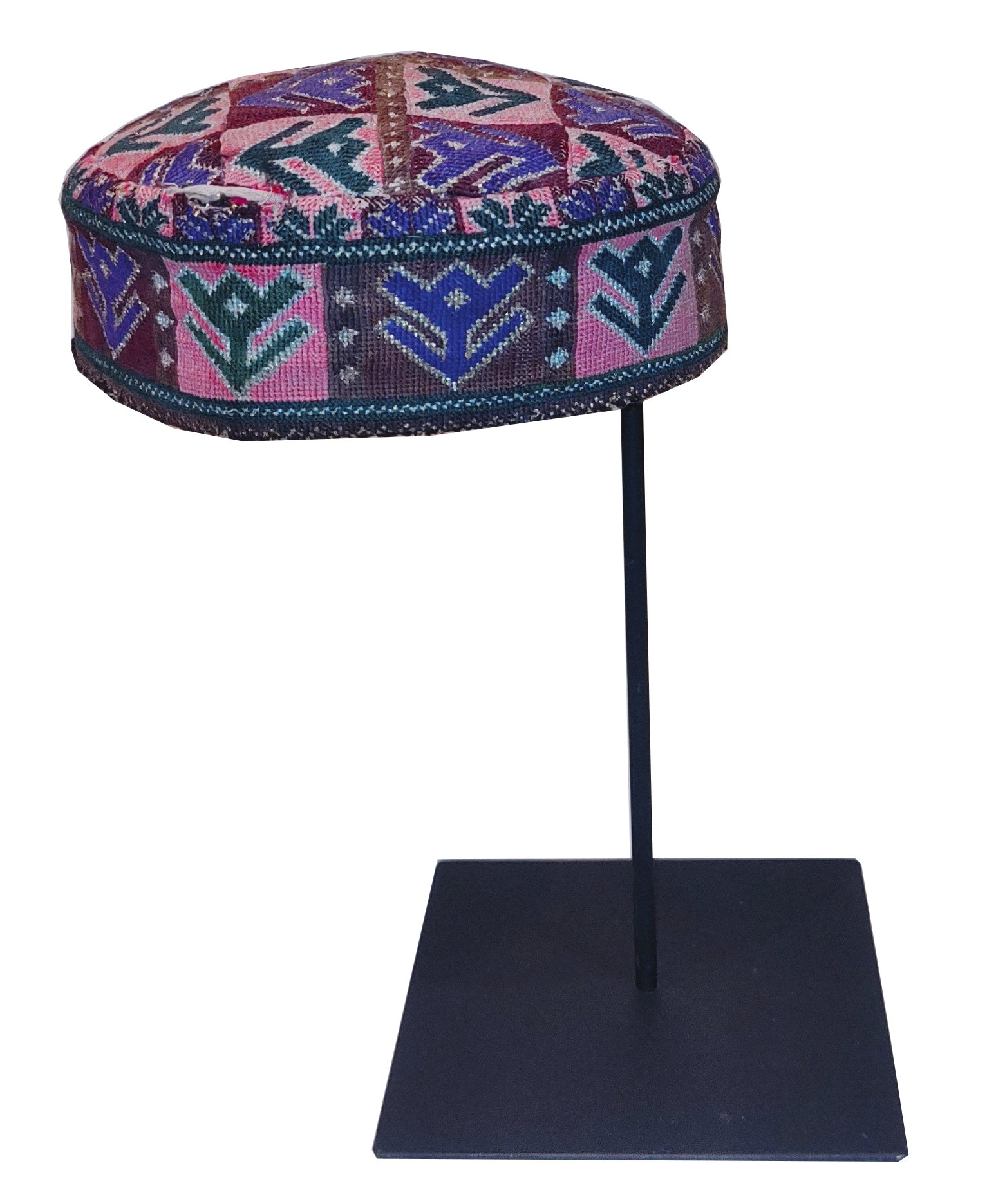 Chapeu Antigo Paquistanes Colorido + Suporte de ferro topo redondo