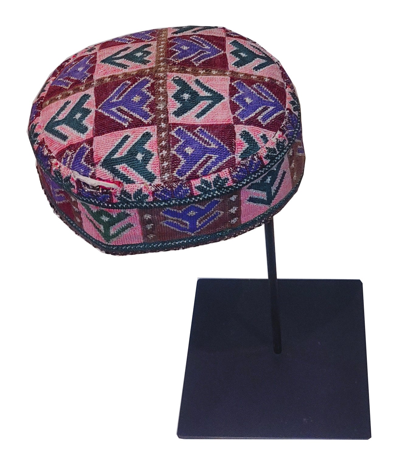 Chapeu Antigo Paquistanes Colorido + Suporte de ferro topo redondo