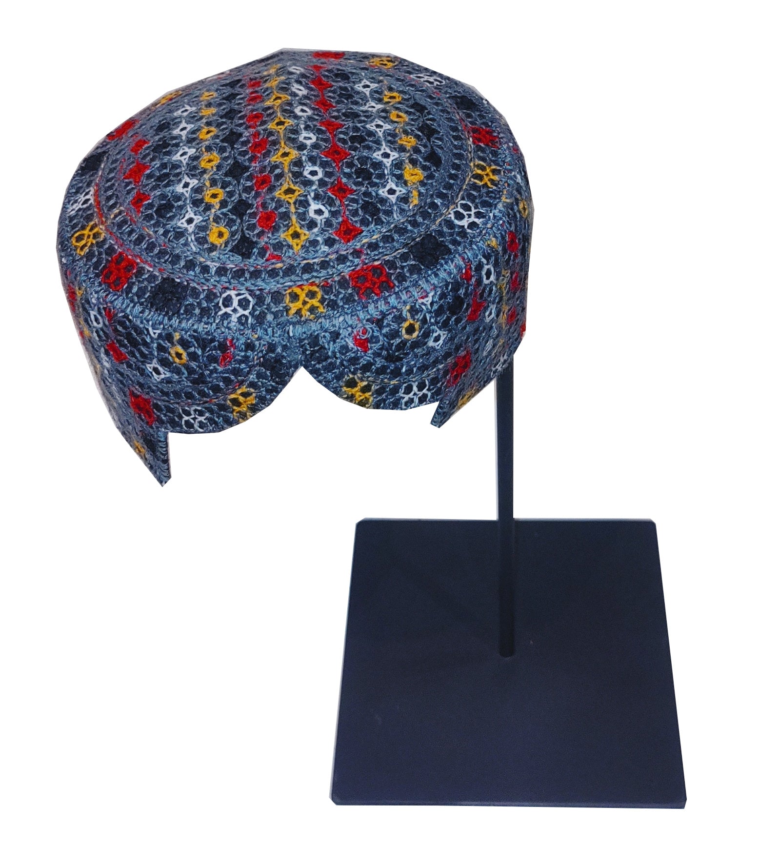 Chapeu Antigo Paquistanes Colorido + Suporte de ferro topo redondo